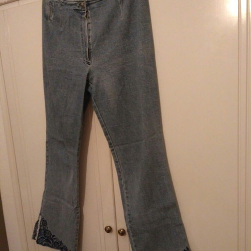 Boho denim pants used with embroidery, size 48