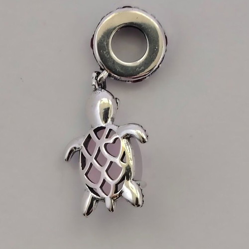 Charm sea turtle silver S925 with pink Murano new