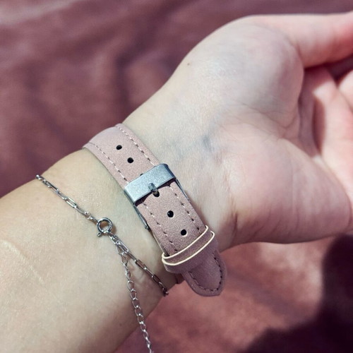 Women's watch new with pink velvet strap and gold details