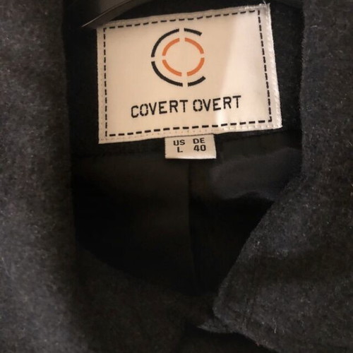 Covert Overt wool double-breasted charcoal women's coat, size L 40