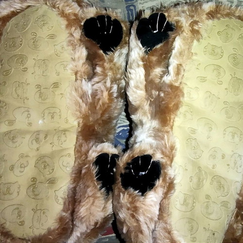 Bigshoes sock slippers used, brown, one size up to 45