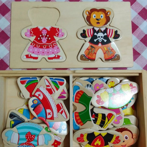 Wooden educational game "Match the Costumes" like new