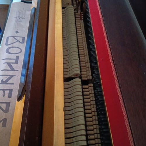 Otto Bach upright acoustic piano used, classic wood finish