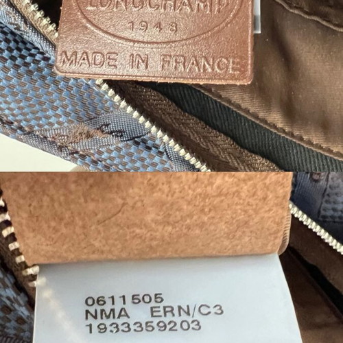 Longchamp cloth shoulder handbag used, blue and brown
