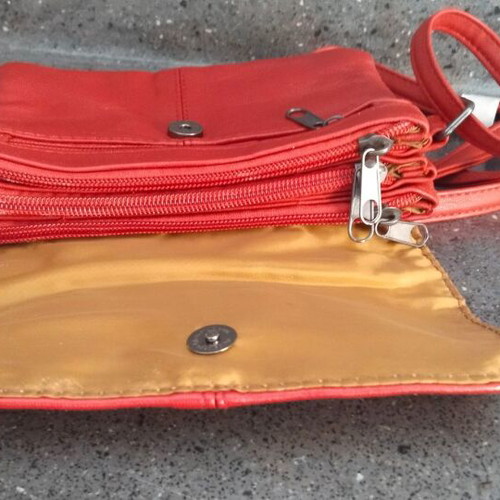 Leather women's handbag and shoulder bag red new