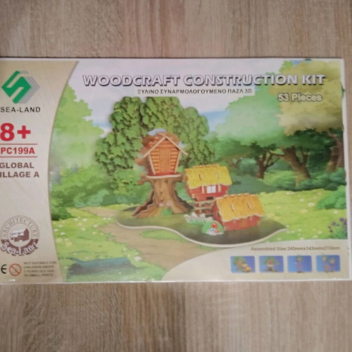 Wooden 3D assembly puzzle new, three-dimensional treehouse constructions