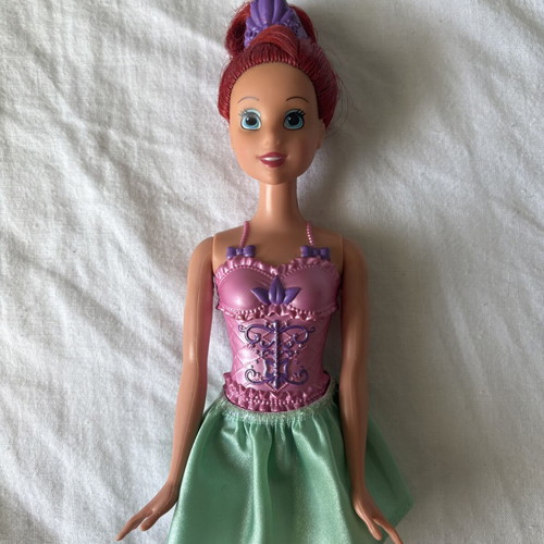 Mattel Disney Ballerina Princess Ariel Doll with Blue Teal Tutu and Pink Top