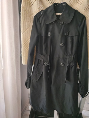 Bershka black trench coat, size L