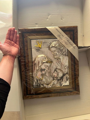 Christian icon sealed, silver with 24K gold details