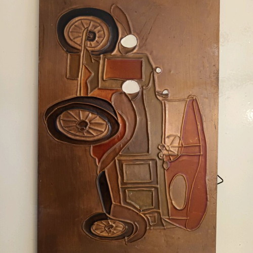 Vintage chalcographies used with antique car motif