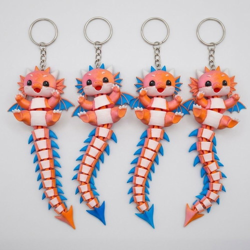 Articulated Dragon Keychain, 12cm, multicolor, custom order