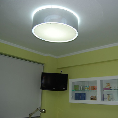 Ceiling light used with silver metal shade, 80cm diameter