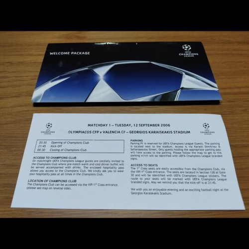 Olympiacos Valencia Champions League 2006 Welcome Package like new