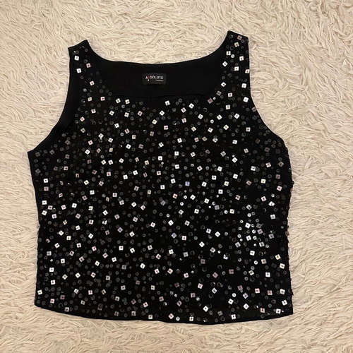 Sleeveless blouse used, black, medium/large/x-large with zipper