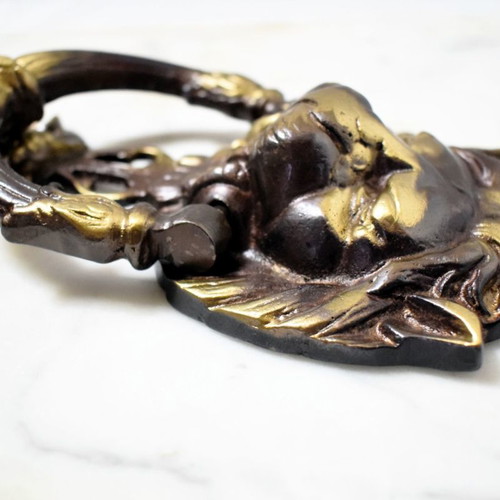 Solid brass door knocker with lion head new