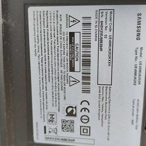 Samsung Curved UE49MU6202KXXH mainboard and power supply like new