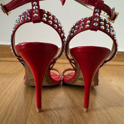 Dodici Gold evening sandals used, red, size 40