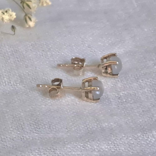 Stud Earrings 925 Handmade with Natural Selenite 4.7 ctw