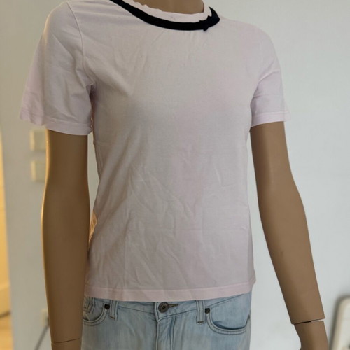 Schumacher pink mako blouse with bow detail at neck small short sleeve new
