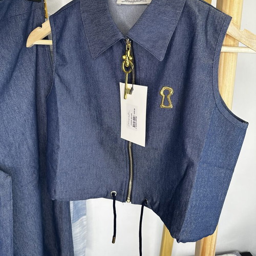 Schiaparelli women's set denim color with gold details new
