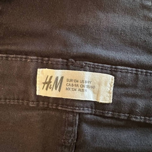 H&M girls' grey denim salopette with heart, age 8-9