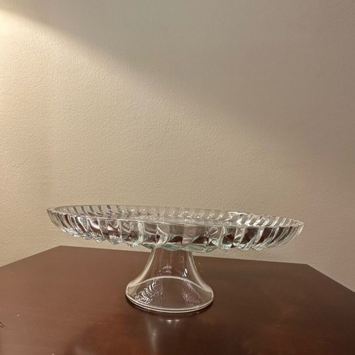 Glass cake stand with lid like new, 30cm diameter
