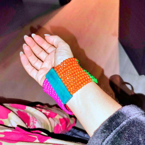 Wooden boho bracelet used, multicolored