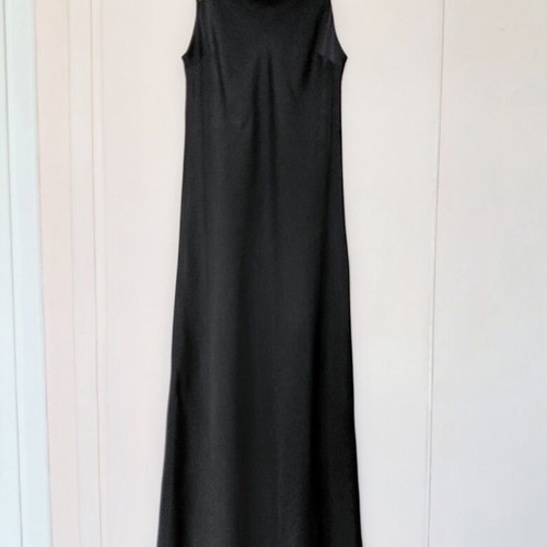 Satin maxi black slip dress Zara size M like new
