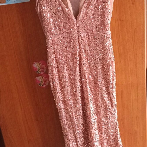 Formal shiny mermaid dress pink gold, like new, size S