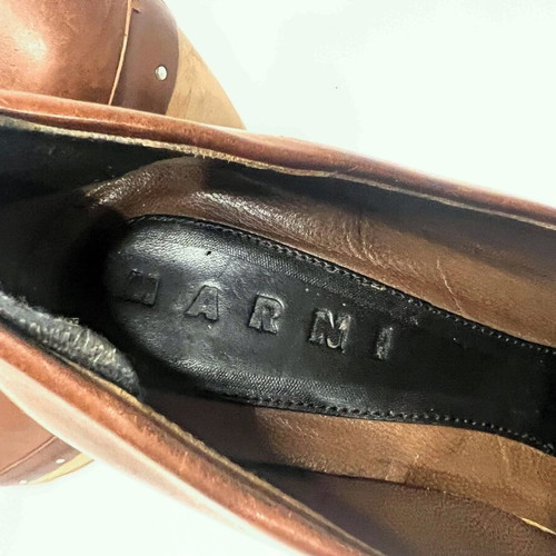 Marni brown leather high heels used, size 39