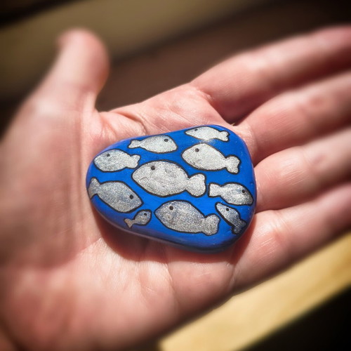 Painted decorative pebble magnet new, handmade unique design
