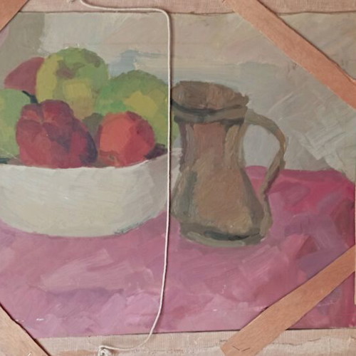 Oil painting Despoina Paraskevopoulou painted also on back