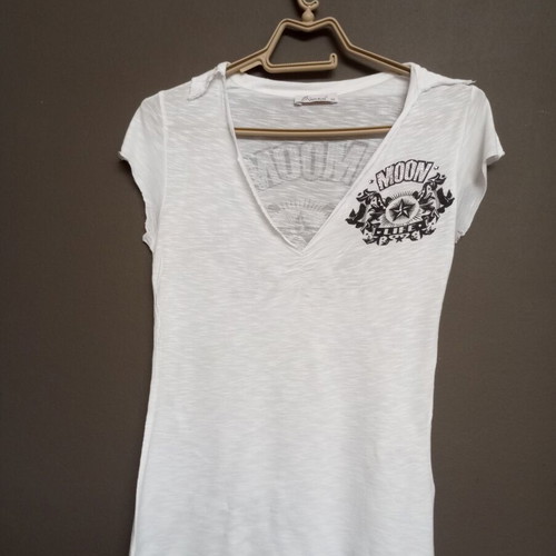 Blanco T-shirt with rhinestones, Moon Life design