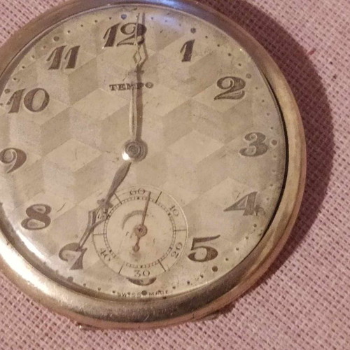 Tempo pocket watch used, vintage Swiss Art Deco 1920/30's