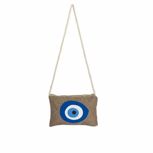 Eye clutch bag 25x19cm new, beige shoulder