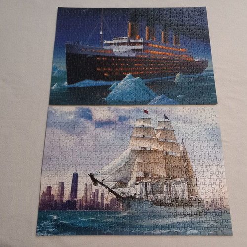Educa 1000-Piece Puzzle used with 2 Completed Ship Puzzles