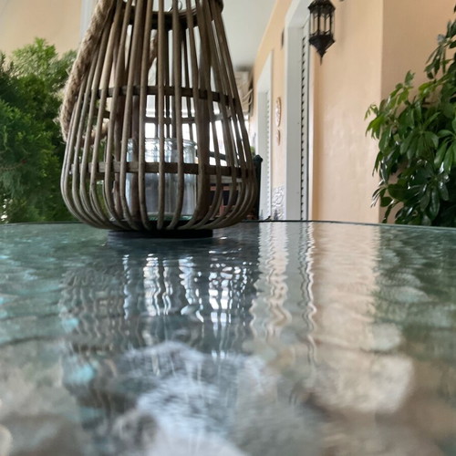 Bamboo rattan decorative lantern with glass holder