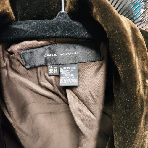 Velvet jacket Zara used, brown-khaki, medium size M