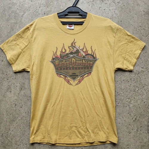 Harley-Davidson T-shirt used, men's size M/L, vintage mustard color