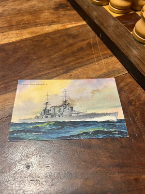 Κάρτα ποστάλ Β Παγκοσμίου πολέμου HMS King George V μεταχειρισμένη