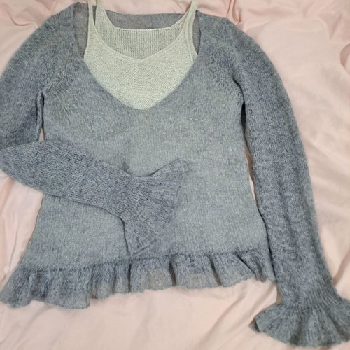 Women's blouse gray made in Italy medium with integrated knitted strap used