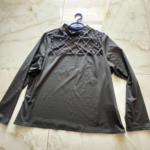 Shein long-sleeve blouse new with pearls black XXXL