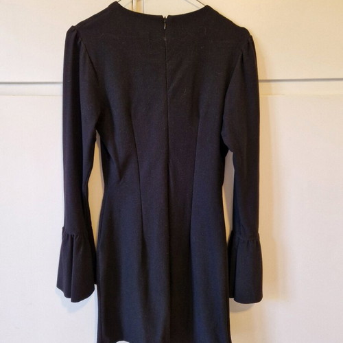 Black long-sleeve mini dress Small like new, velour fabric
