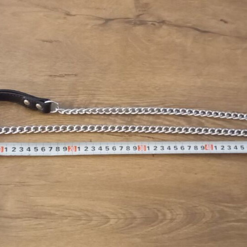 Dog leash with leather handle new, metal with rotating carabiner