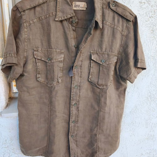 Men's linen shirt new, olive green, sizes L and M