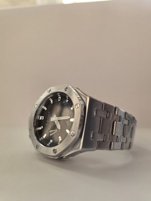 Casio G-Shock GA-2100 custom watch, silver steel