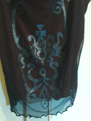 Yazz evening top like new, black with red and blue rhinestones, size M