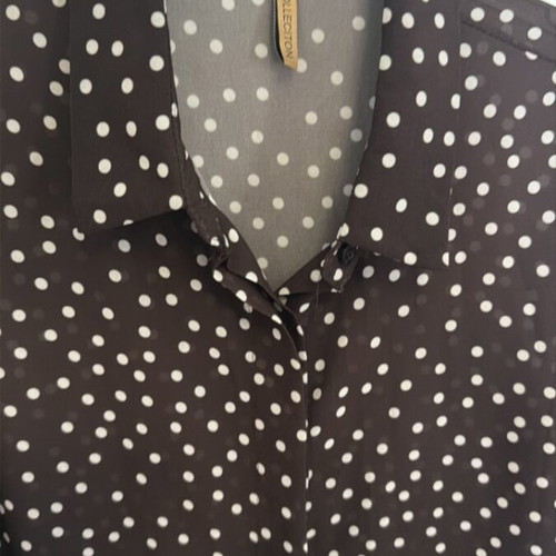 Brown polka dot semi-transparent shirt like new, one size