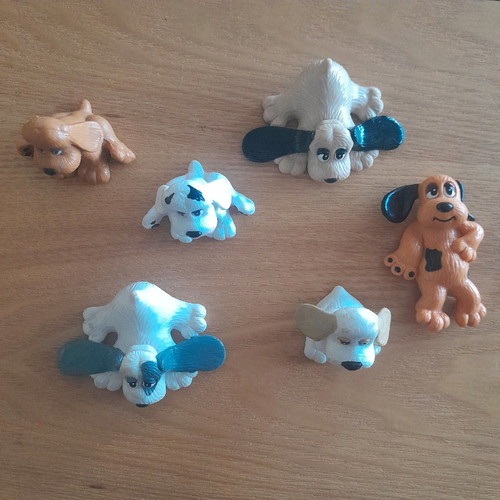 Pound Puppies collectible figures used, 6 dog figures 1994-96