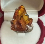 Silver 925 ring with Russian amber, size 54-55